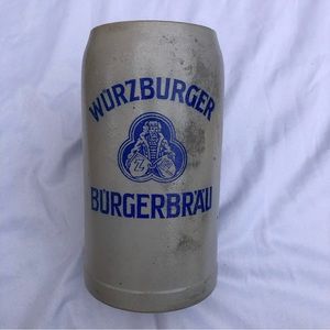 Vintage German Wurzburger Burgerbrau 1L Crock Stein Mug circa 1940